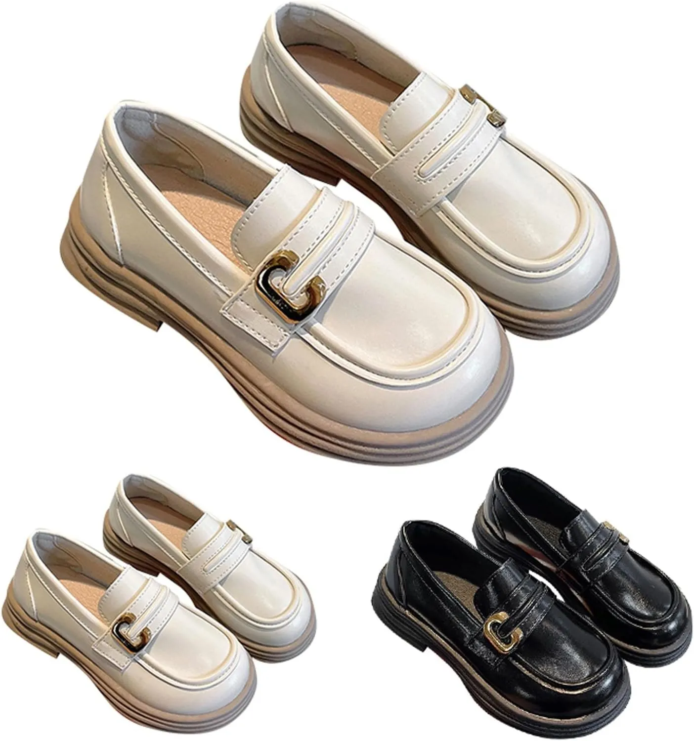 Girls Loafers Chunky Platform Classic Dress Shoes Little Kid PU Leather Rubber Sole Oxfor?? School Mary Girl Shoes