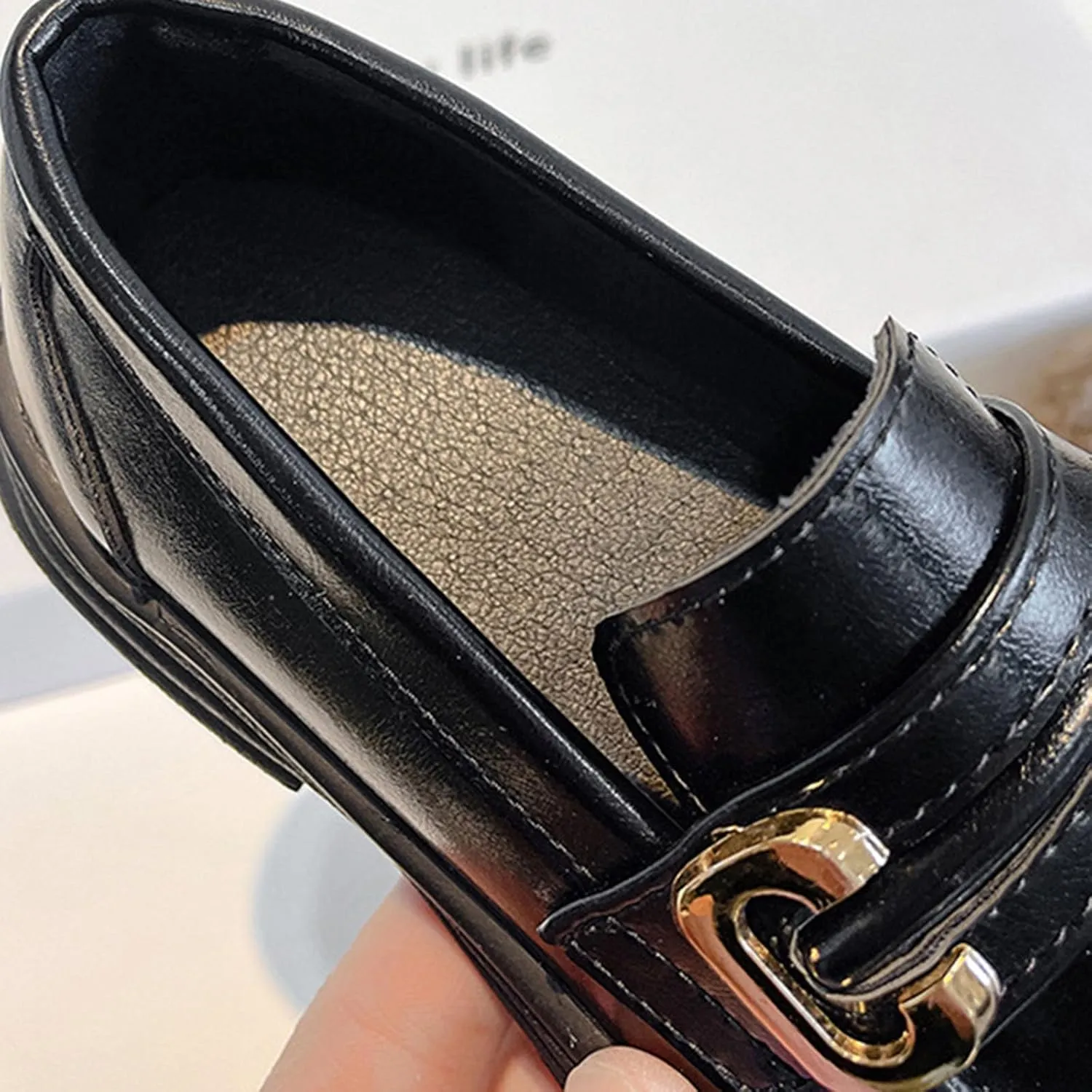 Girls Loafers Chunky Platform Classic Dress Shoes Little Kid PU Leather Rubber Sole Oxfor?? School Mary Girl Shoes