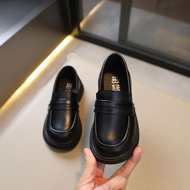 Girls Loafers Round-toe Children Fashion Princess Leather Shoes for Party Wedding Boys Kids Uniform School Shoes Soft All Match