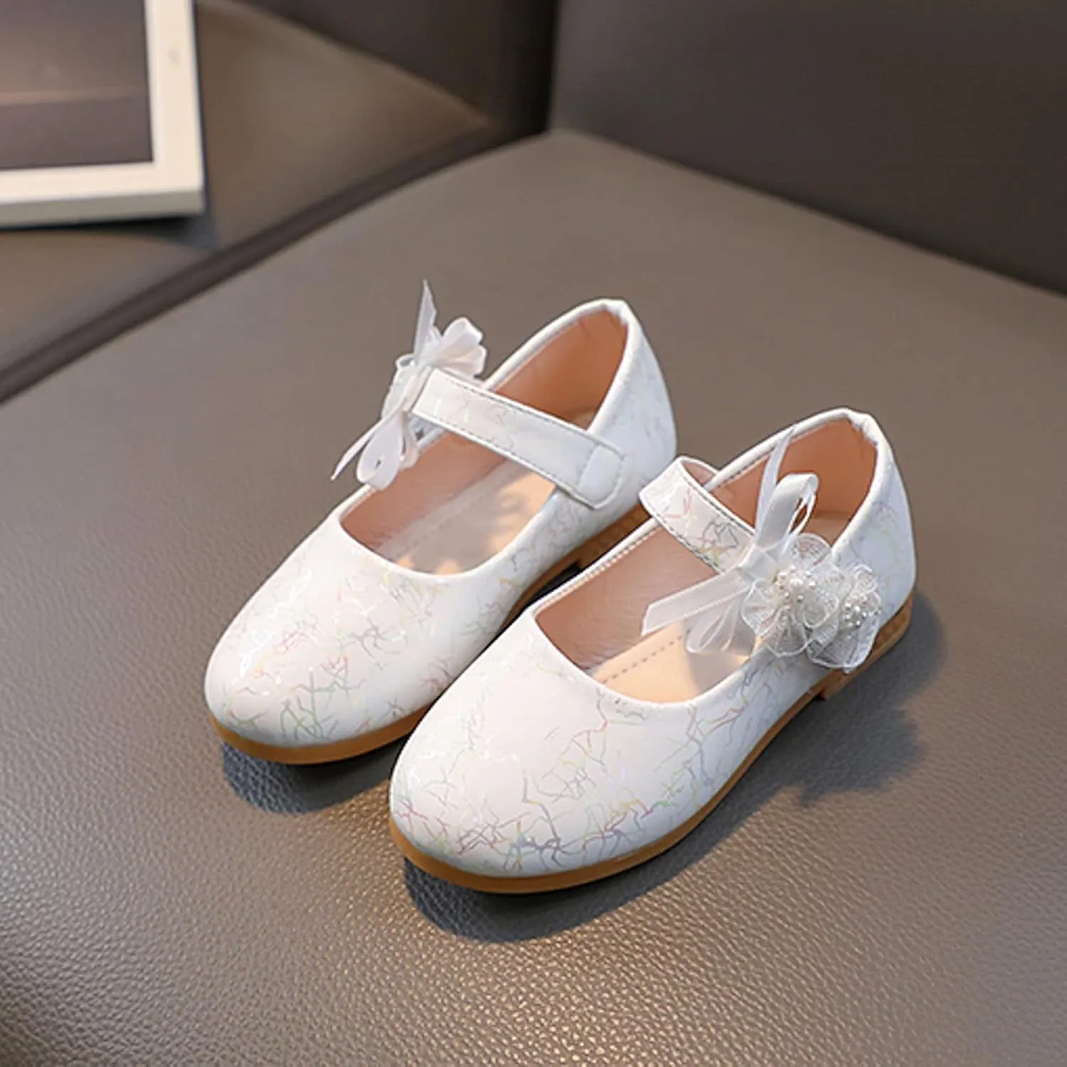 Girls Mary Jane Communion Shoes Flower Girls Ballerina Flat Mary Jane Princess Wedding Party Sandals for Toddler