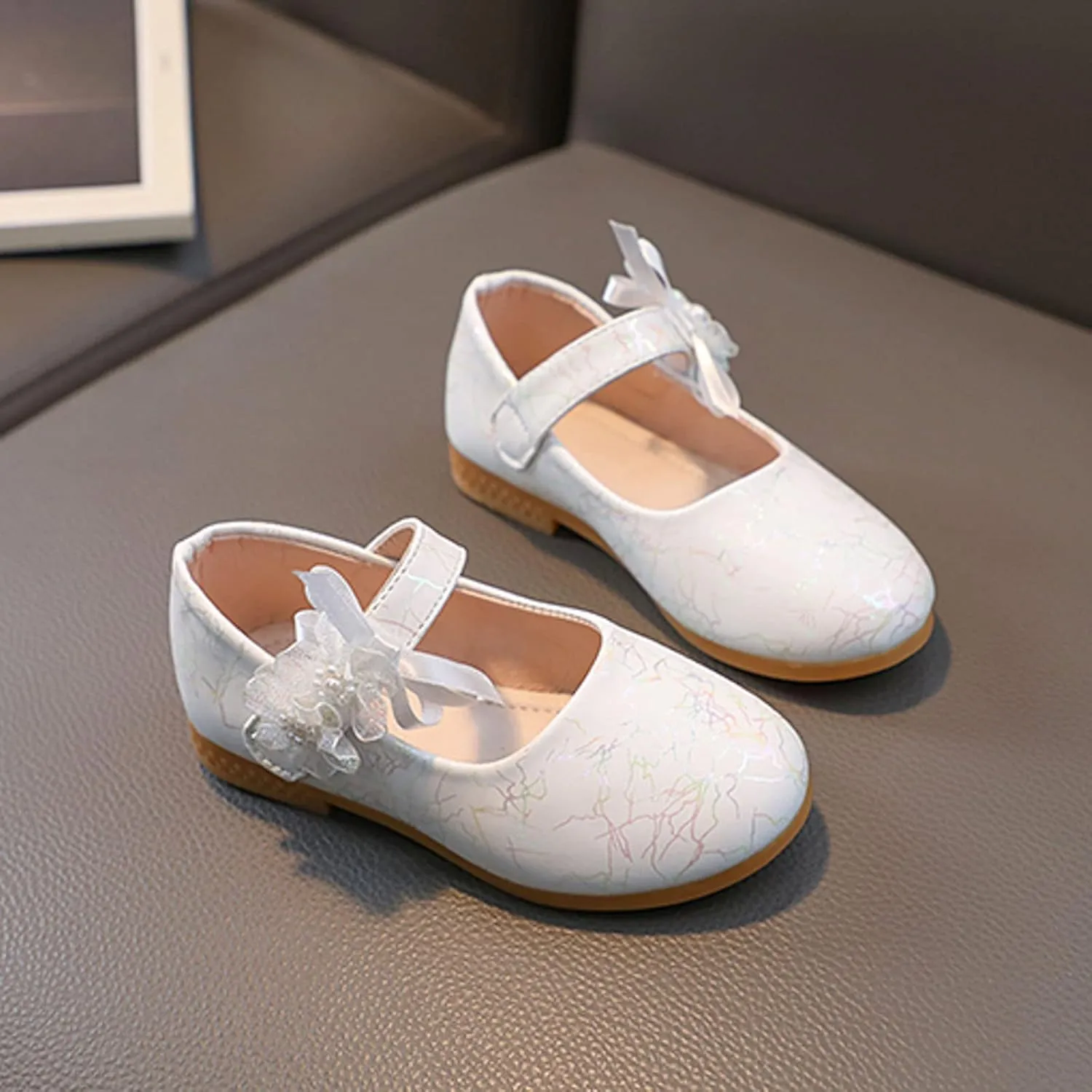 Girls Mary Jane Communion Shoes Flower Girls Ballerina Flat Mary Jane Princess Wedding Party Sandals for Toddler