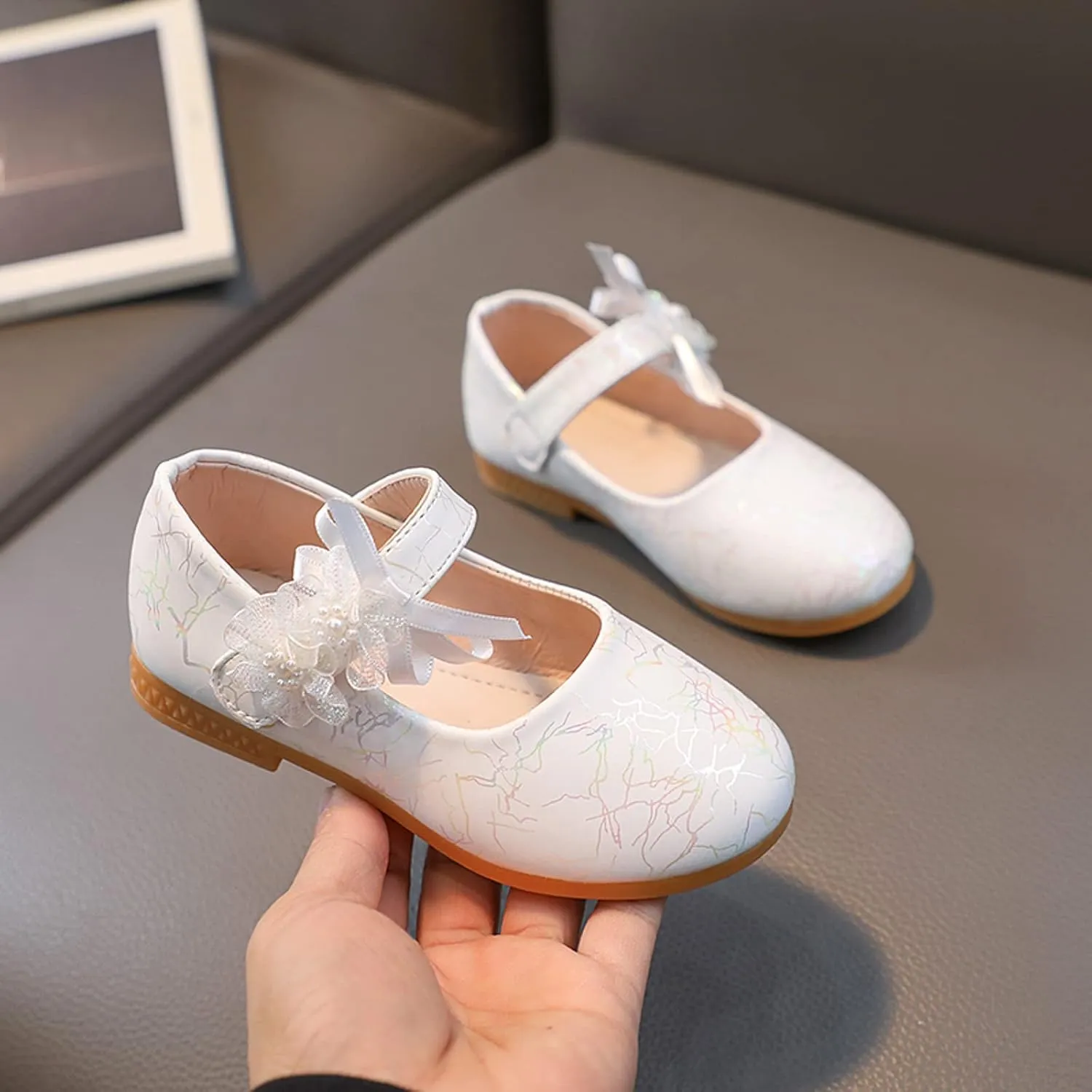 Girls Mary Jane Communion Shoes Flower Girls Ballerina Flat Mary Jane Princess Wedding Party Sandals for Toddler