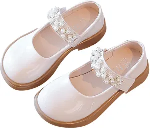 Girl's Mary Jane Dress Shoes Ballet Flat with Rhinestone Strap for Party Wedding Birthday Girls School Dress Shoes