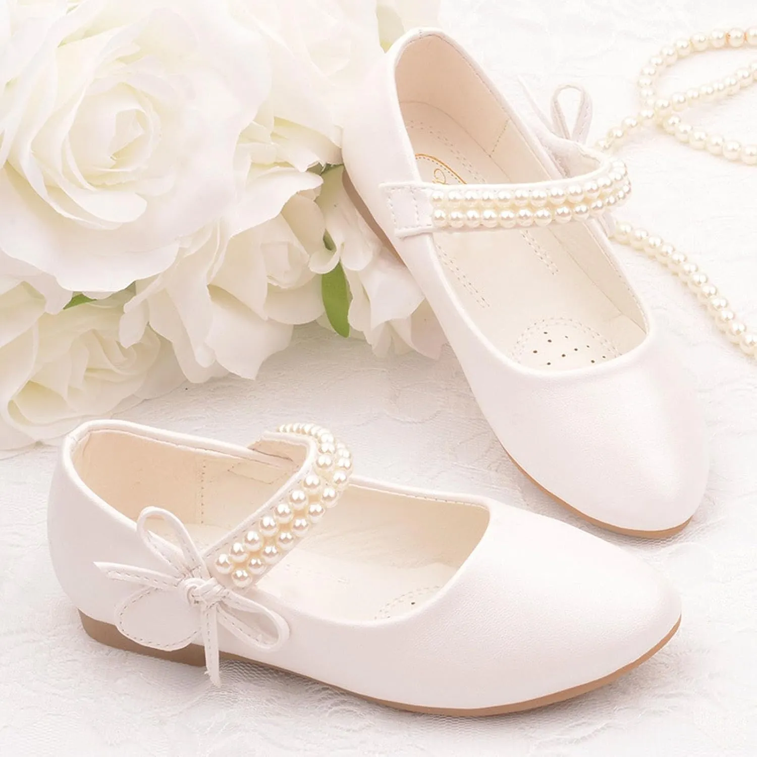 Girls Mary Jane Dress Shoes Princess Ankle Strap Bowknot Shoes Wedding Pary Prom Dance Flat Sandals for Kids