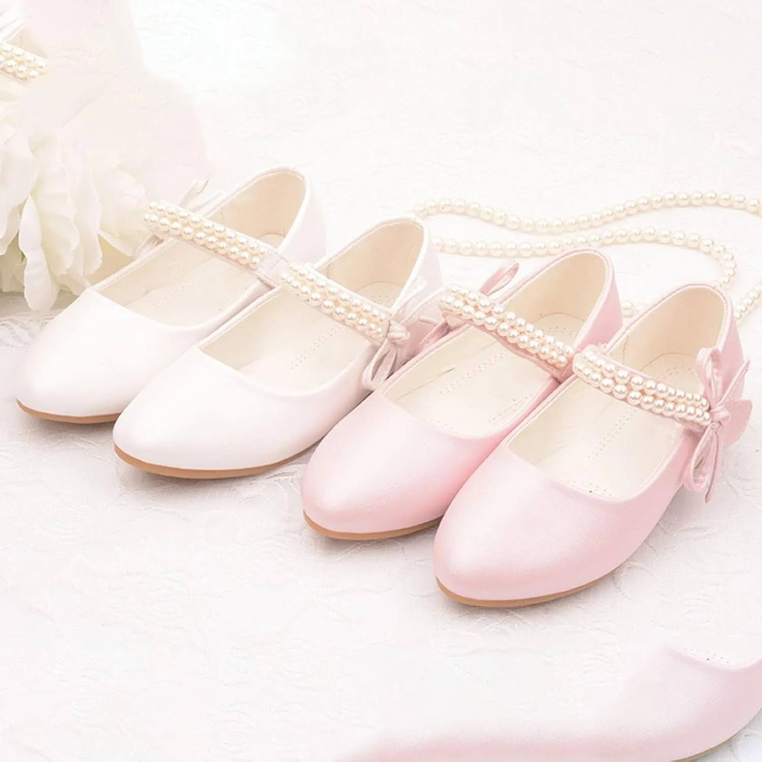 Girls Mary Jane Dress Shoes Princess Ankle Strap Bowknot Shoes Wedding Pary Prom Dance Flat Sandals for Kids