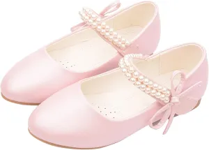 Girls Mary Jane Dress Shoes Princess Ankle Strap Bowknot Shoes Wedding Pary Prom Dance Flat Sandals for Kids