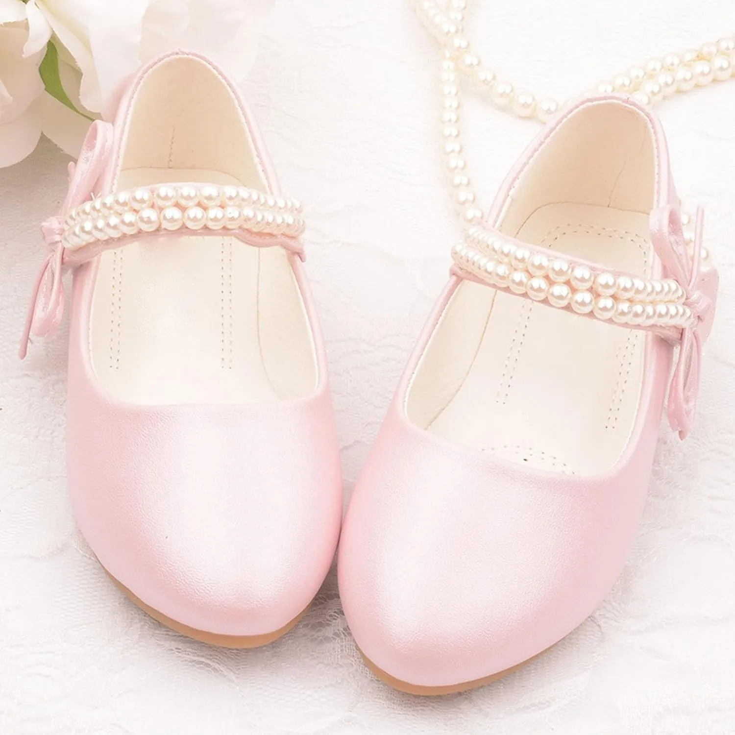 Girls Mary Jane Dress Shoes Princess Ankle Strap Bowknot Shoes Wedding Pary Prom Dance Flat Sandals for Kids