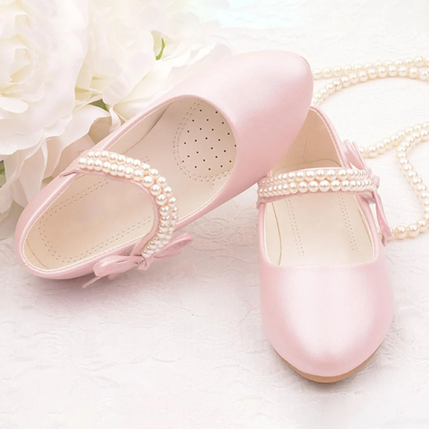 Girls Mary Jane Dress Shoes Princess Ankle Strap Bowknot Shoes Wedding Pary Prom Dance Flat Sandals for Kids