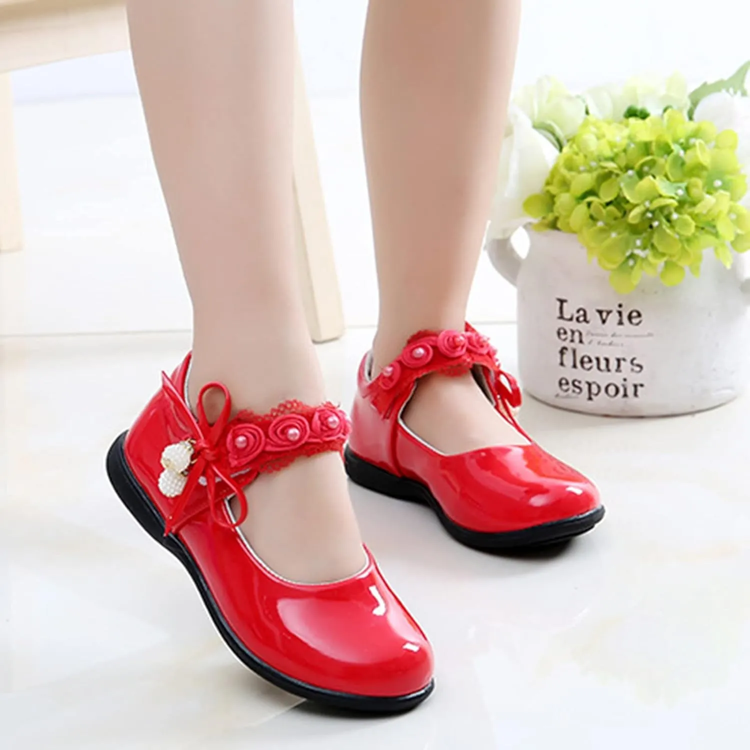 Girls Mary Jane School Uniform Flat?? Ballet Strap Dress Formal Slip-On Performance Shoes Youth Baby Church Shoes
