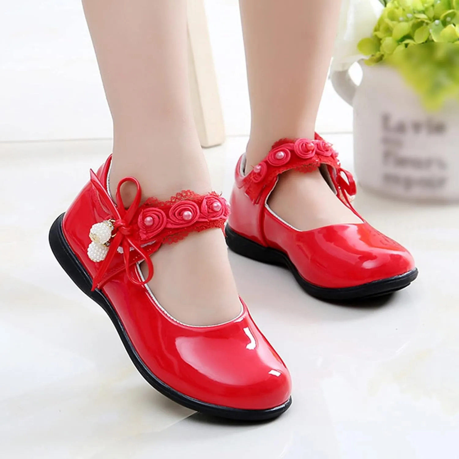 Girls Mary Jane School Uniform Flat?? Ballet Strap Dress Formal Slip-On Performance Shoes Youth Baby Church Shoes