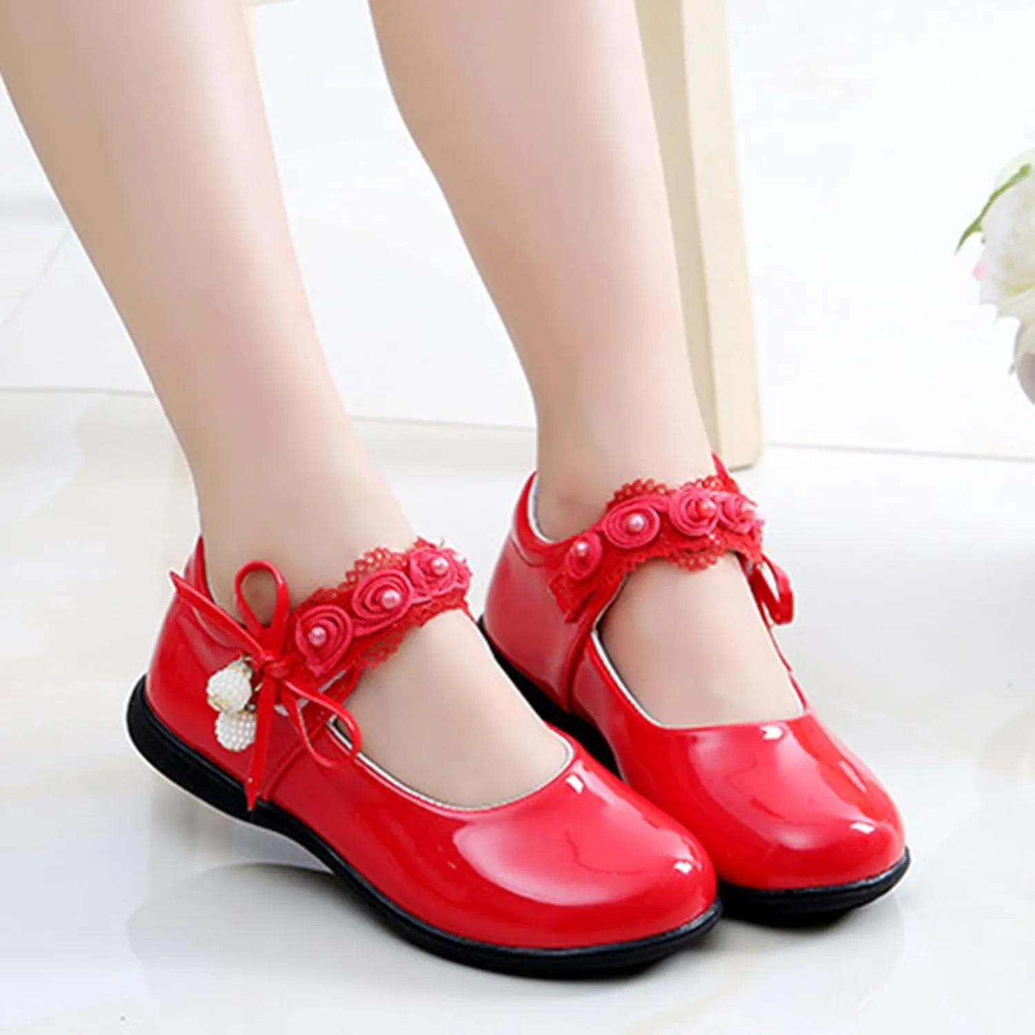 Girls Mary Jane School Uniform Flat?? Ballet Strap Dress Formal Slip-On Performance Shoes Youth Baby Church Shoes