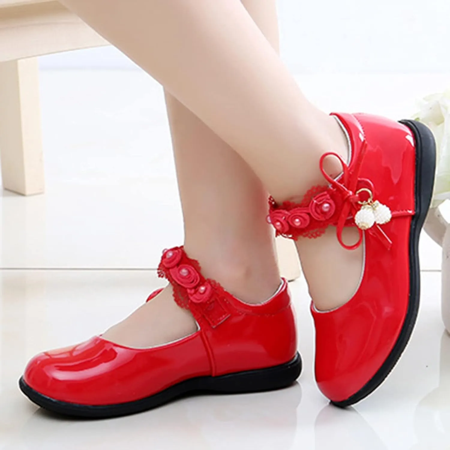 Girls Mary Jane School Uniform Flat?? Ballet Strap Dress Formal Slip-On Performance Shoes Youth Baby Church Shoes