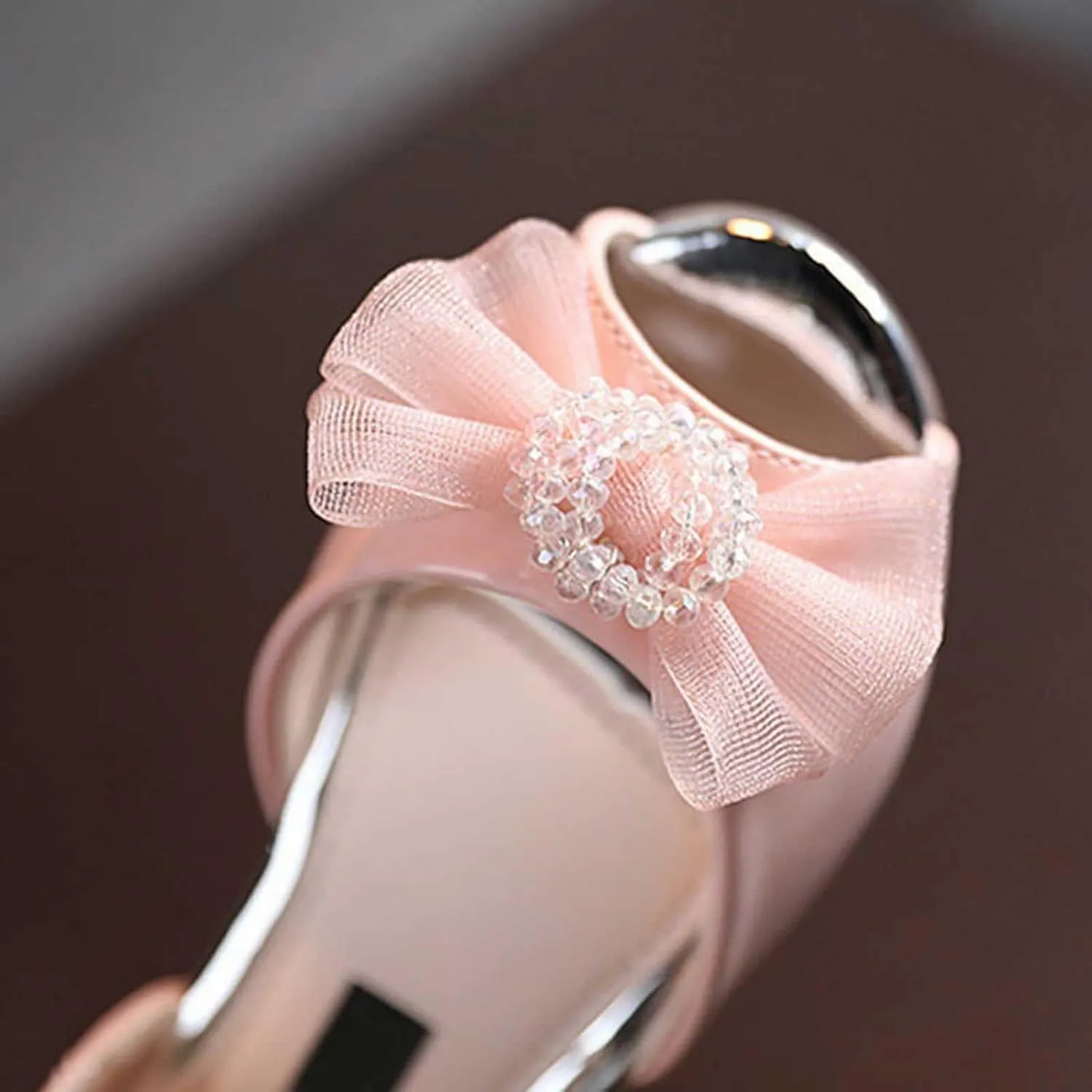 Girls Open Toe Heels Dress Shoes Flower Girl Mary Jane Sandals Wedding Par??y Princess Shoes for Toddler Kids