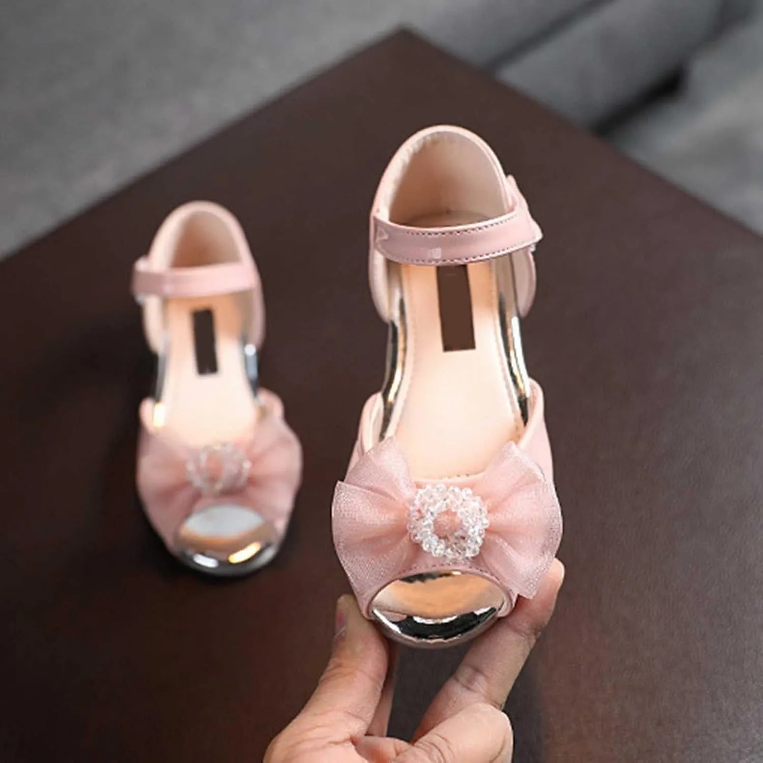 Girls Open Toe Heels Dress Shoes Flower Girl Mary Jane Sandals Wedding Par??y Princess Shoes for Toddler Kids