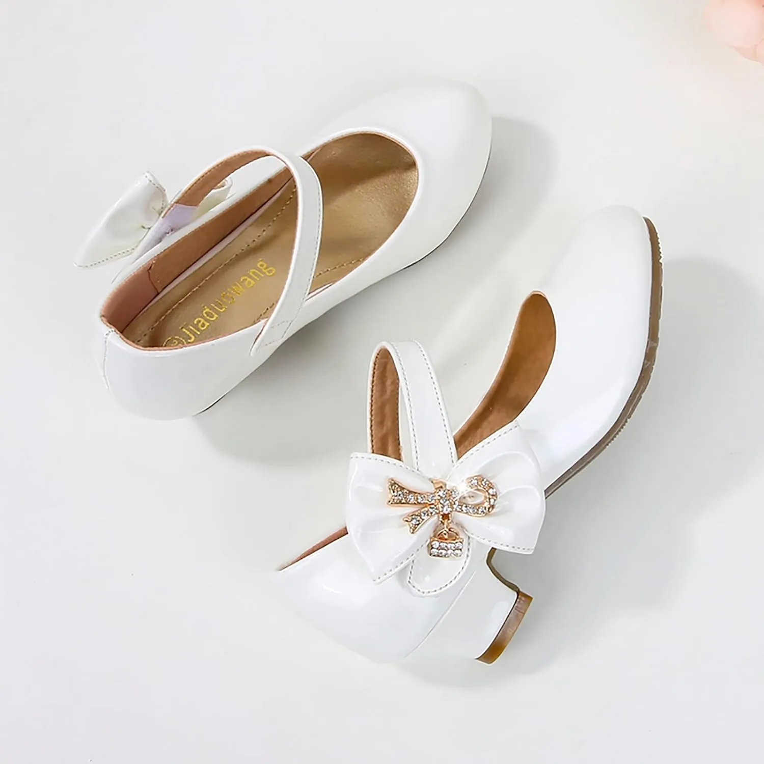 Girls Paten?? Leather Dress Shoes Low Heels Toddler Mary Jane Shoes Flower Shoes with Bow for School Part?? Wedding