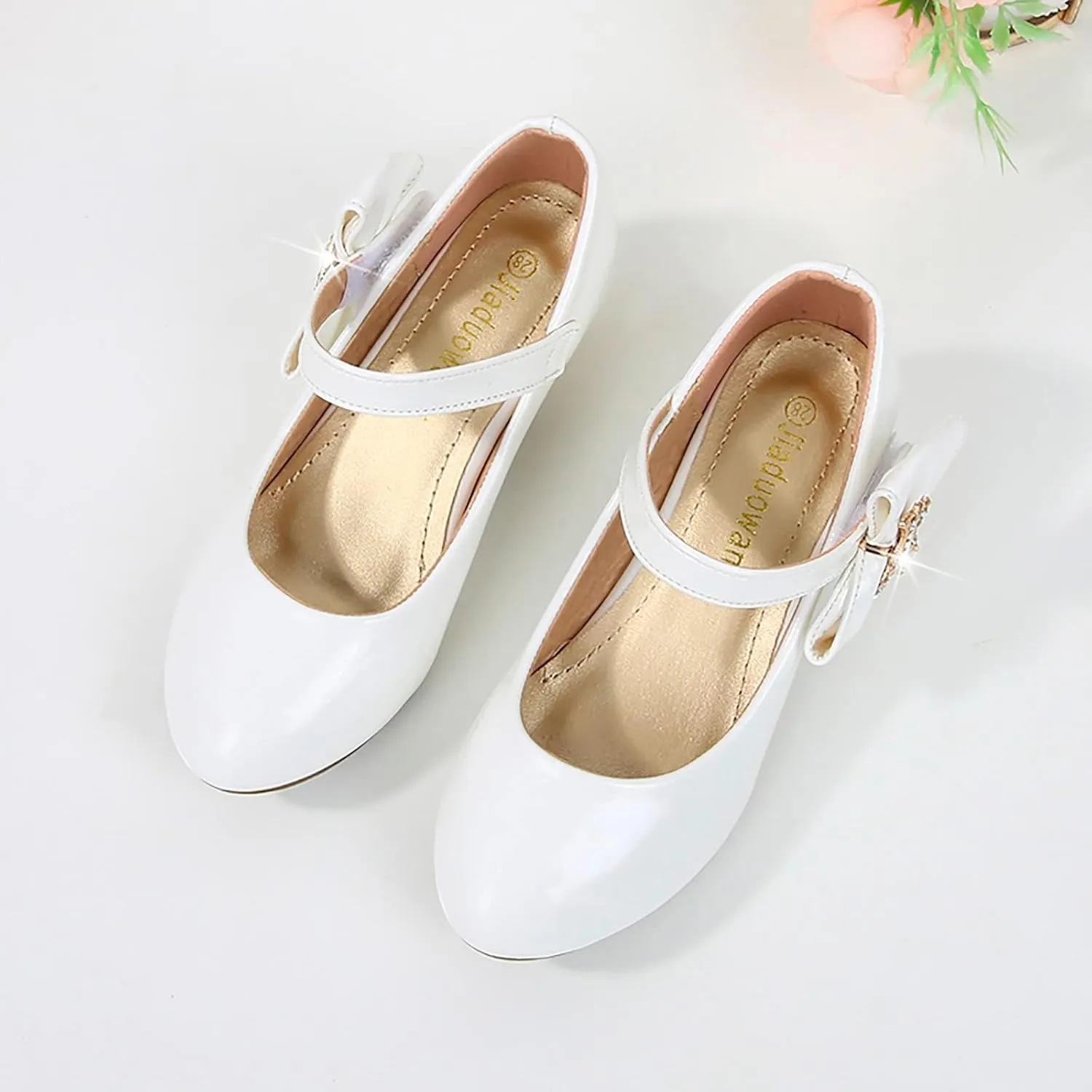Girls Paten?? Leather Dress Shoes Low Heels Toddler Mary Jane Shoes Flower Shoes with Bow for School Part?? Wedding