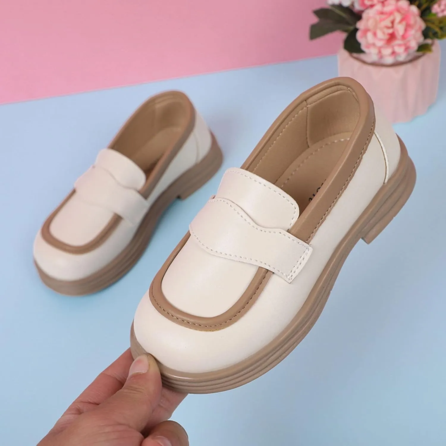 Girls School Mary Jane Shoes Chunky Heel Platform Slip On Fashion Casual Walking Shoes for Little Child Big Kids