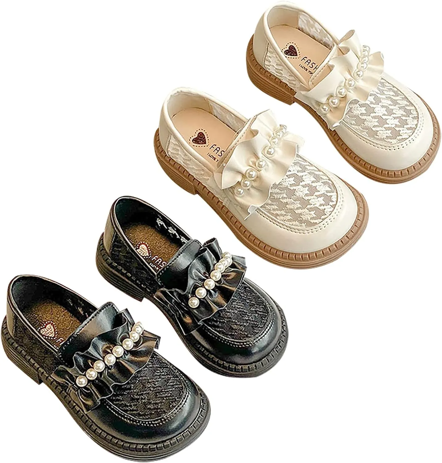 Girls School Uniform Loafer Flats Kids Leather Dress Shoes Pearl Mary Jane Slip On Platform Performance Shoes