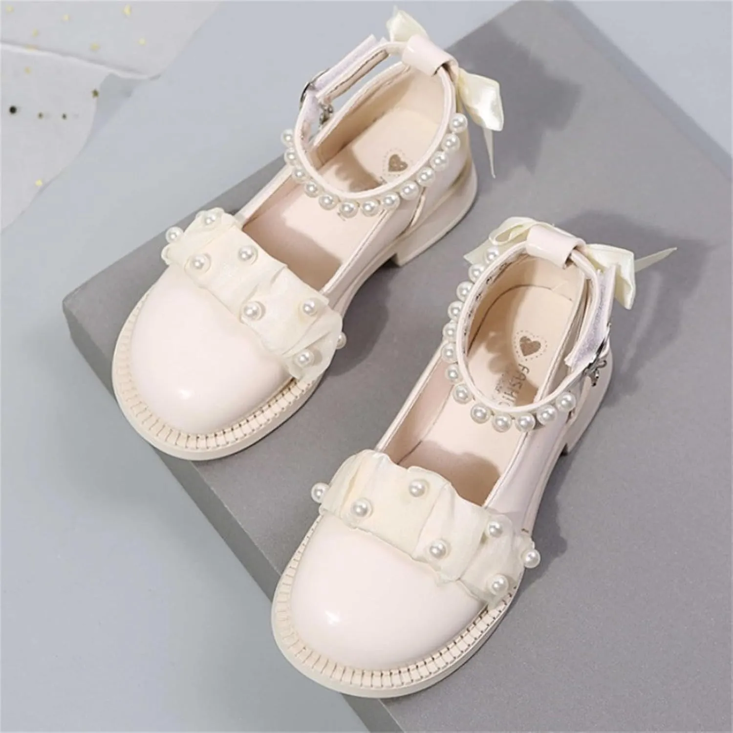 Girls Sparkly Ballet Flats Pearl Strap Princess Dance Shoe Kids Sequin Bowknot Party Dress Up Mary Jane Shoes