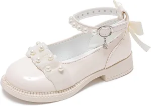 Girls Sparkly Ballet Flats Pearl Strap Princess Dance Shoe Kids Sequin Bowknot Party Dress Up Mary Jane Shoes