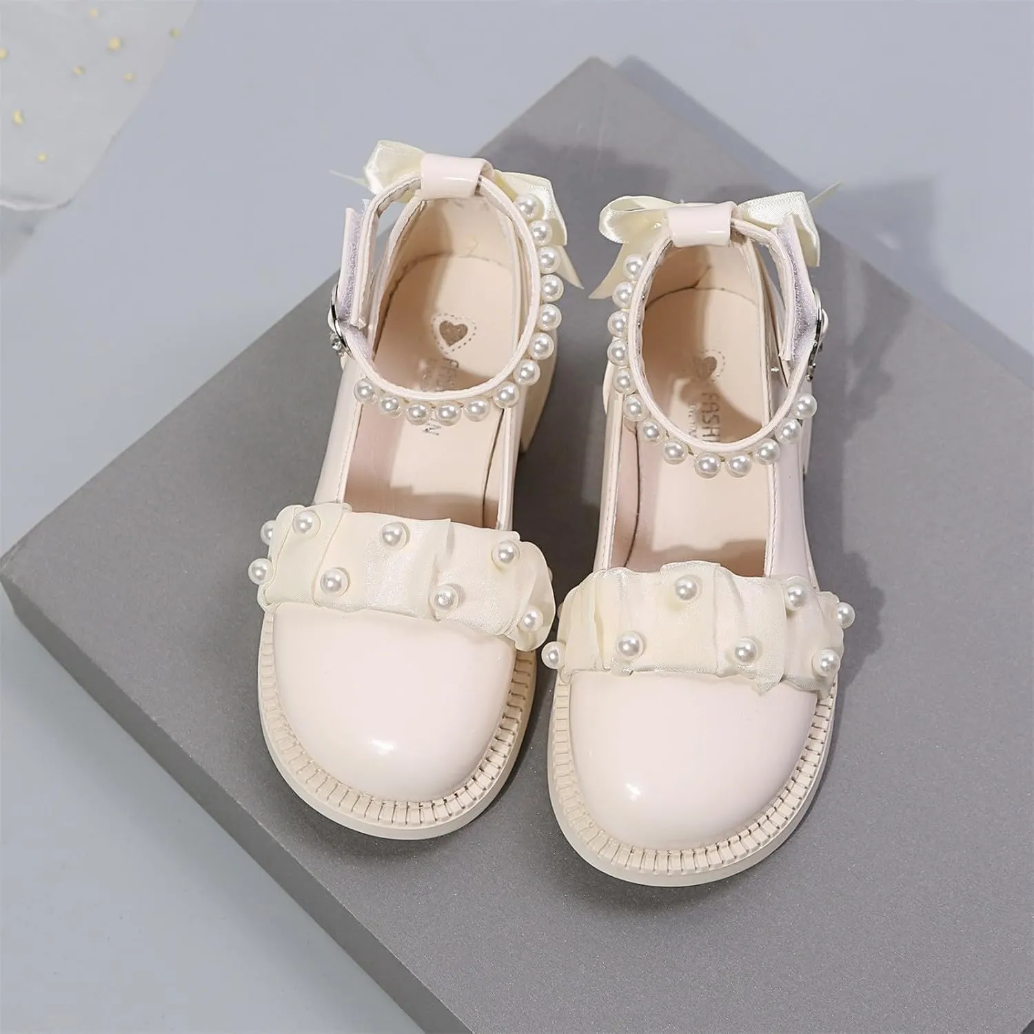 Girls Sparkly Ballet Flats Pearl Strap Princess Dance Shoe Kids Sequin Bowknot Party Dress Up Mary Jane Shoes