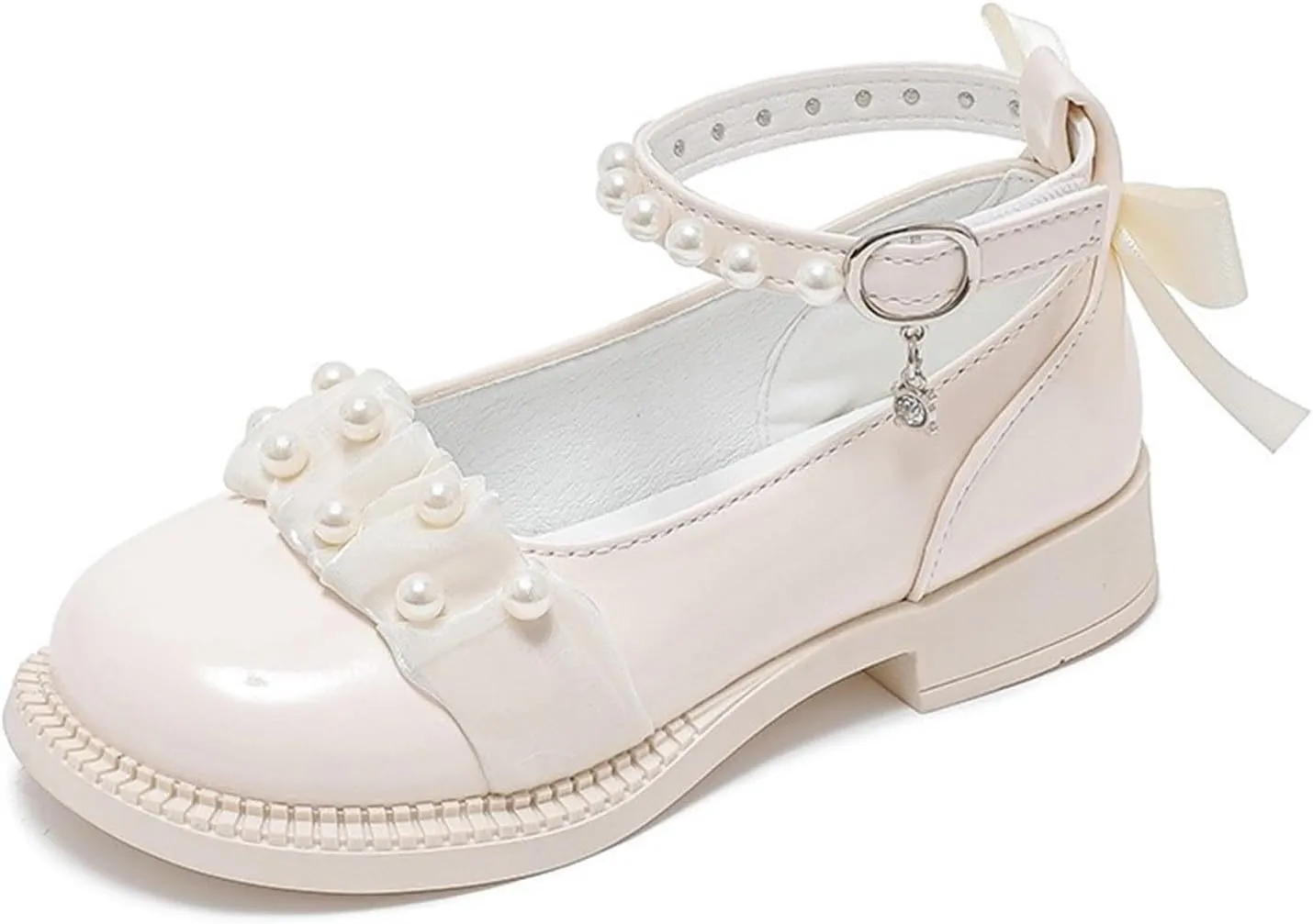 Girls Sparkly Ballet Flats Pearl Strap Princess Dance Shoe Kids Sequin Bowknot Party Dress Up Mary Jane Shoes