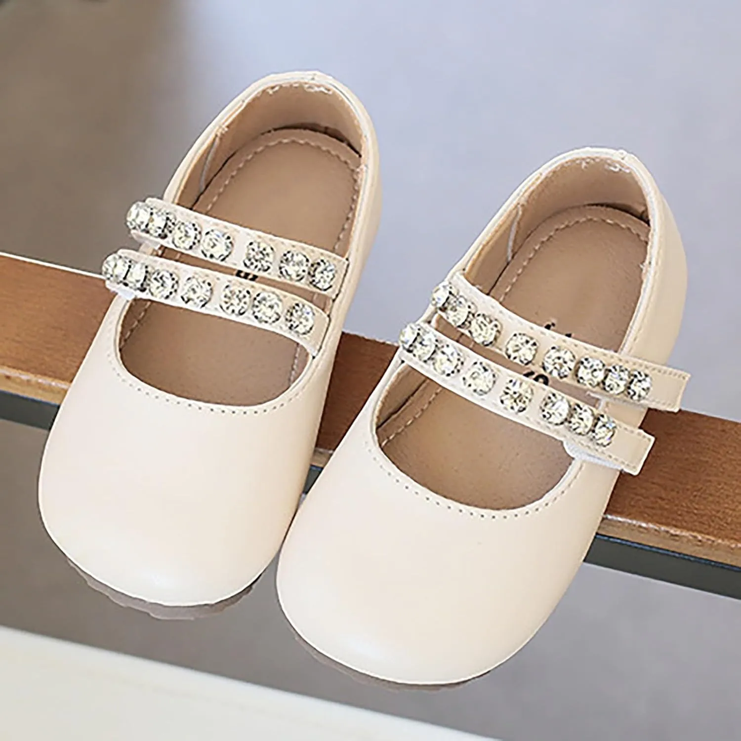 Girls Sparkly Dress Shoes Two Glitter Strapped Kids Princess Ballerina Flats Birthday Party Wedding Mary Jane Shoes