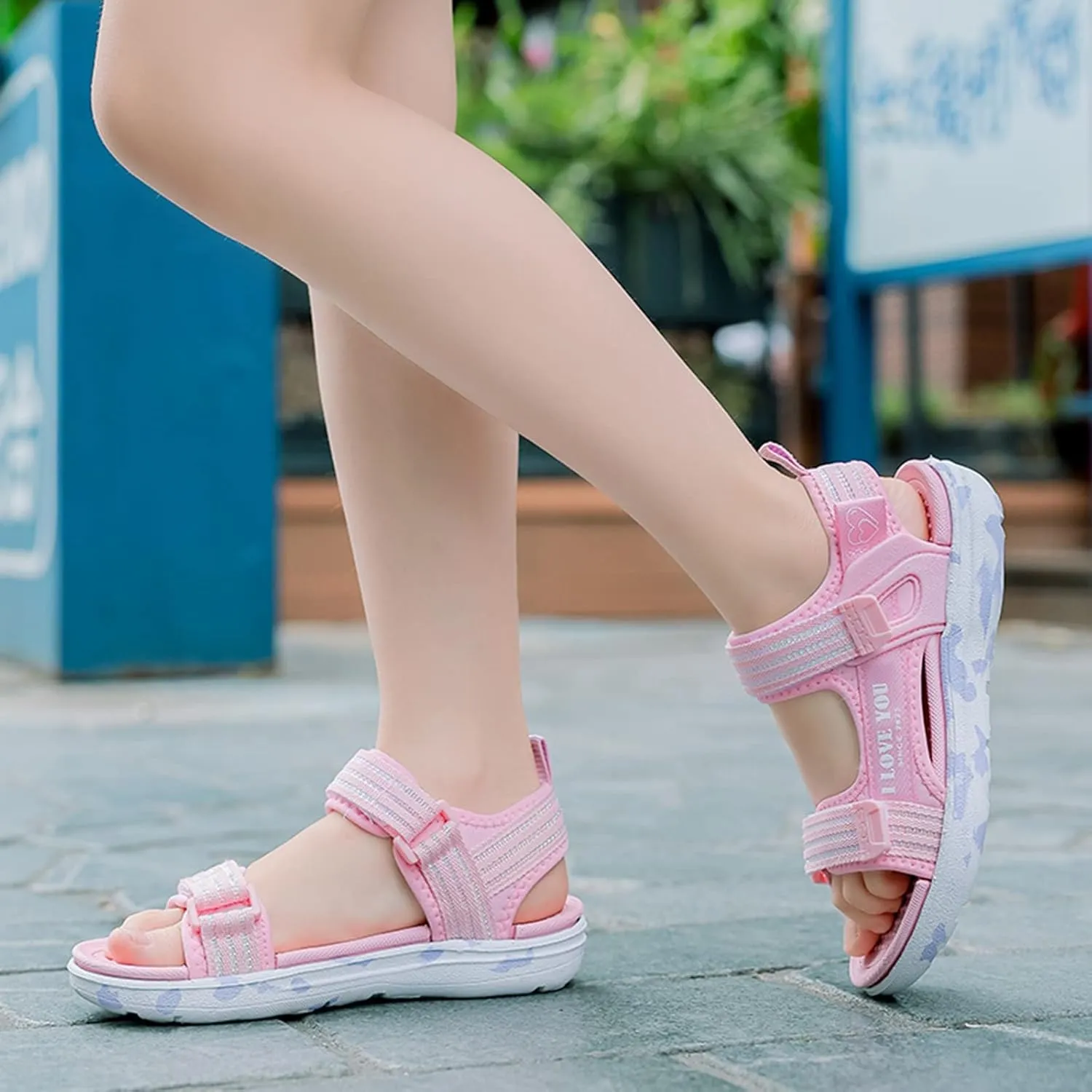 Girls Sports Sandals Outdoor Hiking Beach Open Toe Sports Sandals Adjustable Strap Casual Outdoor Shoes for Kids