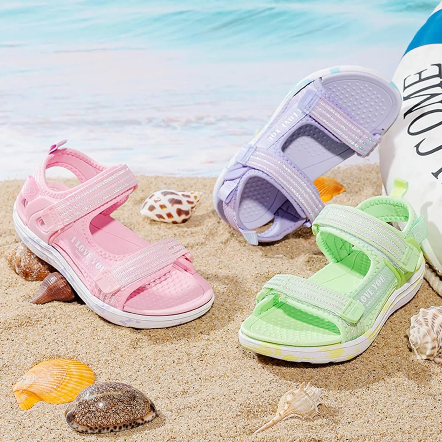 Girls Sports Sandals Outdoor Hiking Beach Open Toe Sports Sandals Adjustable Strap Casual Outdoor Shoes for Kids