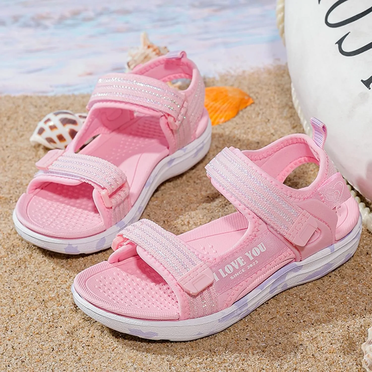 Girls Sports Sandals Outdoor Hiking Beach Open Toe Sports Sandals Adjustable Strap Casual Outdoor Shoes for Kids