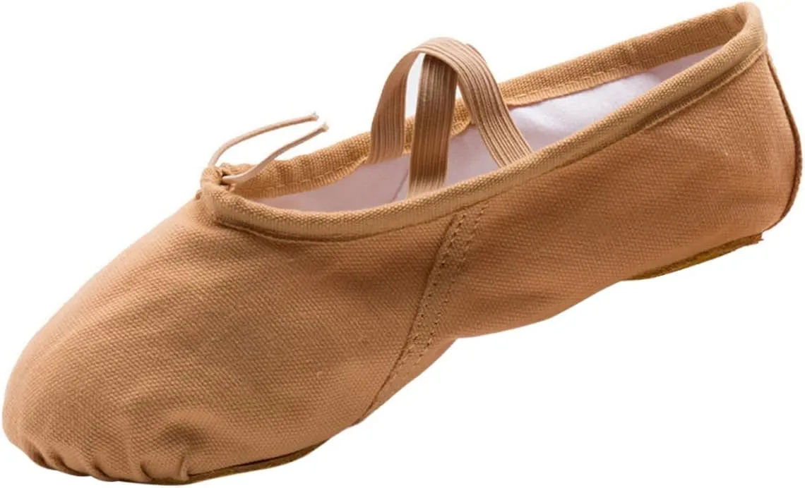 GLEAVI 1 Pair Ballet Practice Shoes Barre Ballet Shoes Flats Canvas Dance Shoes Ballet Pilates Shoes Girls Ballet Flats Dance Shoes for Girls Ballet Slipper Exercise Shoes Girl Child Yoga Brown
