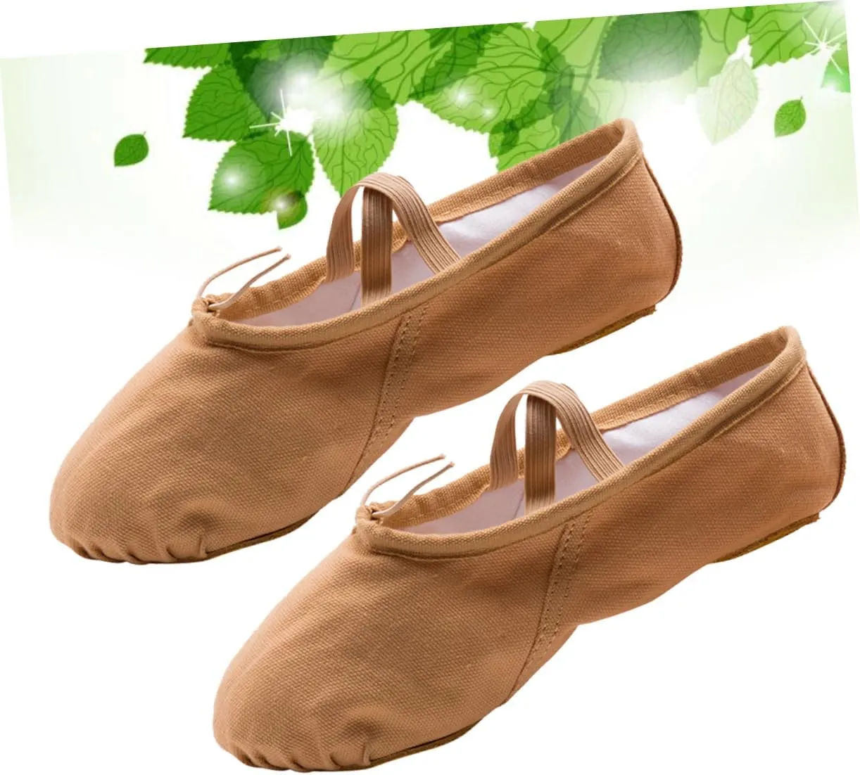GLEAVI 1 Pair Ballet Practice Shoes Barre Ballet Shoes Flats Canvas Dance Shoes Ballet Pilates Shoes Girls Ballet Flats Dance Shoes for Girls Ballet Slipper Exercise Shoes Girl Child Yoga Brown