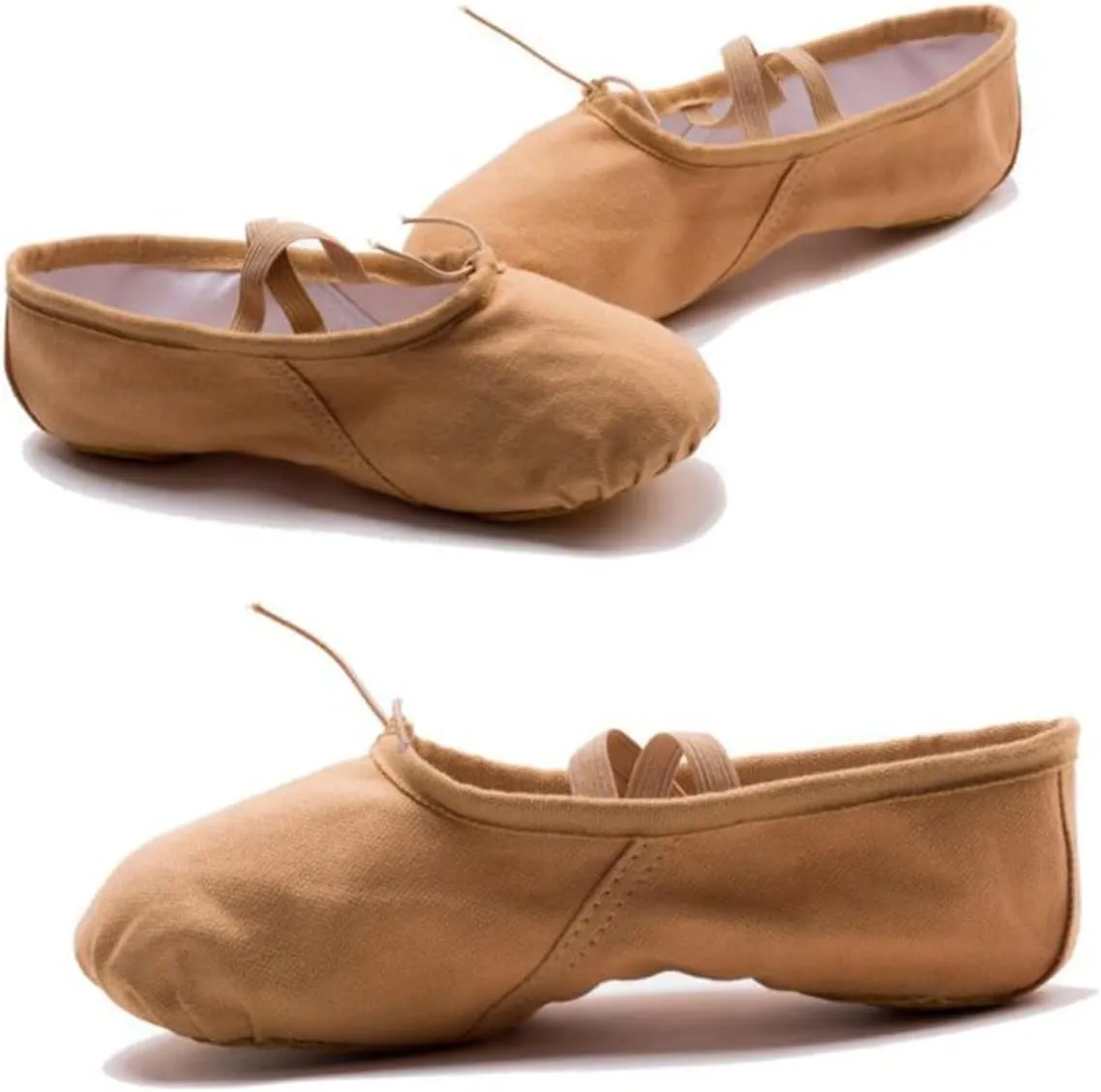 GLEAVI 1 Pair Ballet Practice Shoes Barre Ballet Shoes Flats Canvas Dance Shoes Ballet Pilates Shoes Girls Ballet Flats Dance Shoes for Girls Ballet Slipper Exercise Shoes Girl Child Yoga Brown
