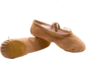 GLEAVI 1 Pair Ballet Practice Shoes Barre Ballet Shoes Flats Canvas Dance Shoes Ballet Pilates Shoes Girls Ballet Flats Dance Shoes for Girls Ballet Slipper Exercise Shoes Girl Child Yoga Brown