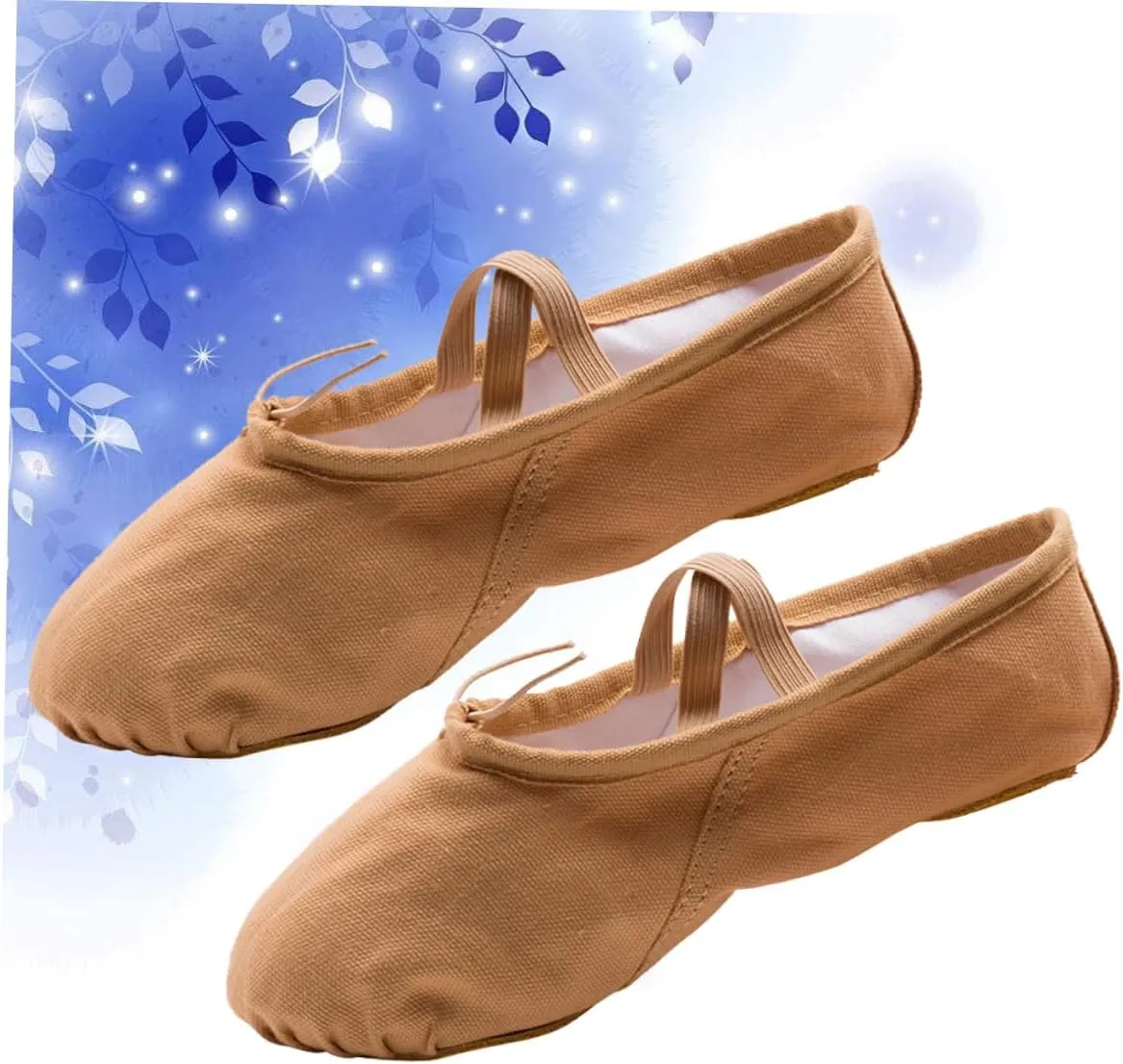 GLEAVI 1 Pair Ballet Practice Shoes Barre Ballet Shoes Flats Canvas Dance Shoes Ballet Pilates Shoes Girls Ballet Flats Dance Shoes for Girls Ballet Slipper Exercise Shoes Girl Child Yoga Brown