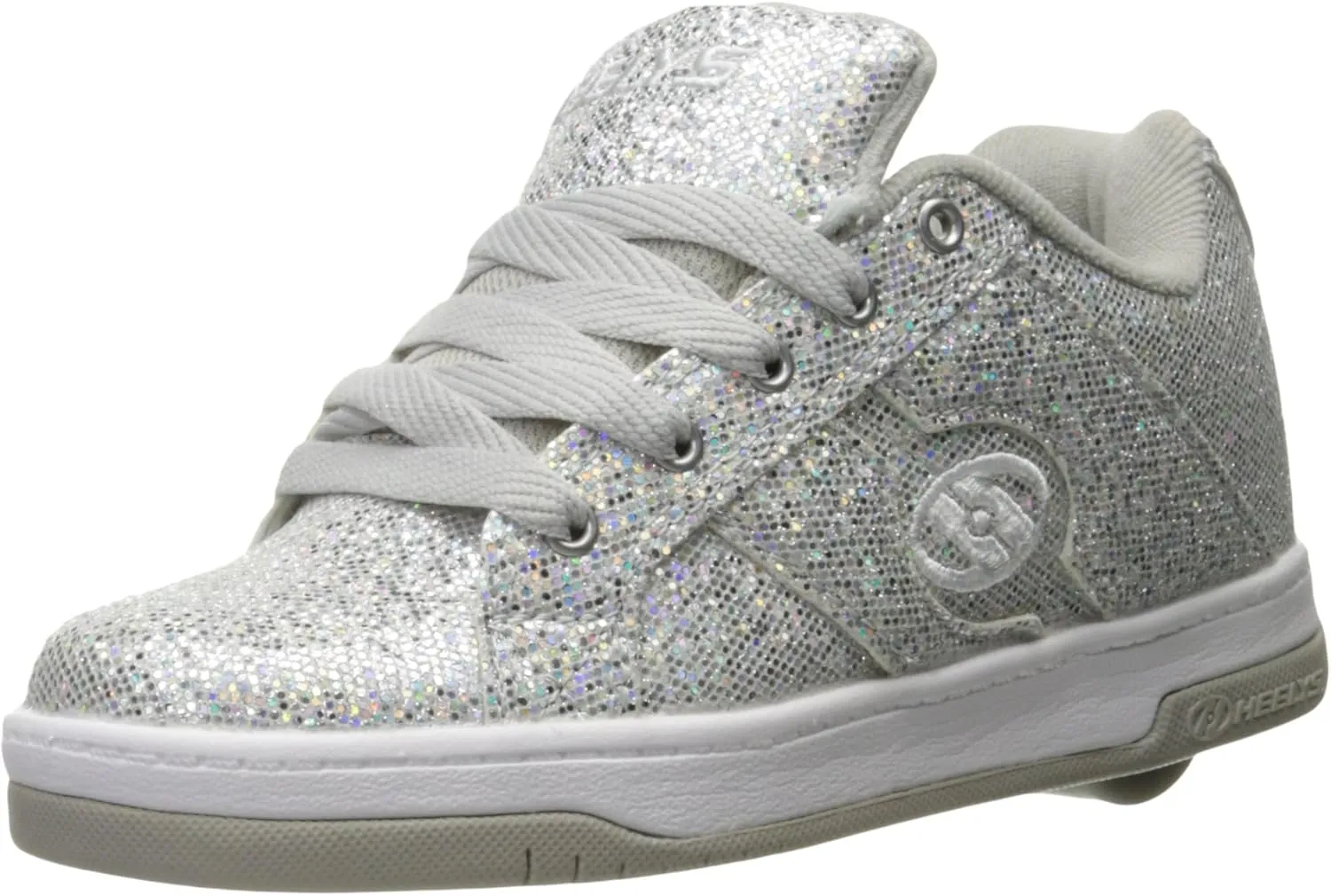 Heelys Girls Split Sneaker, Silver/Disco Glitter, 8 Little Kid