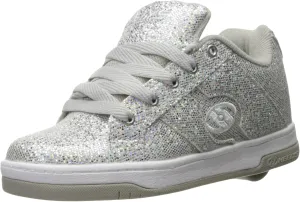 Heelys Girls Split Sneaker, Silver/Disco Glitter, 8 Little Kid