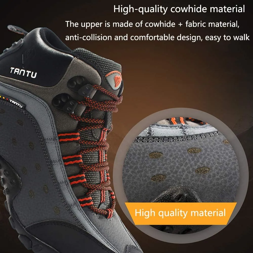 High-top Men's Outdoor Hiking Shoes, Large Size Hiking Shoes, Backpack Travel Shoes Non-Slip, Men's Hiking Boots (Black 39)
