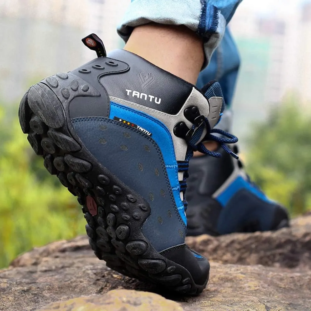 High-top Men's Outdoor Hiking Shoes, Large Size Hiking Shoes, Backpack Travel Shoes Non-Slip, Men's Hiking Boots (Black 41)