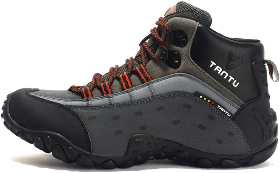 High-top Men's Outdoor Hiking Shoes, Large Size Hiking Shoes, Backpack Travel Shoes Non-Slip, Men's Hiking Boots (Black 41)