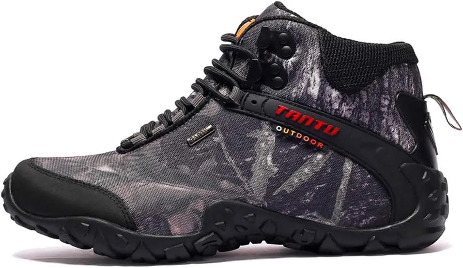 High-top Waterproof Outdoor Hiking Shoes, Men's Sports Camping Climbing Boots, Non-Slip Mountain Climbing Camping Boots, Wear-Resistant Hiking Shoes (Grey 41)