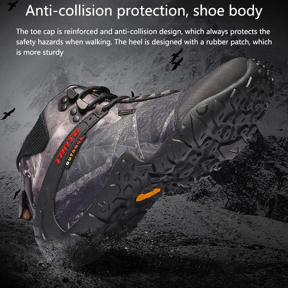 High-top Waterproof Outdoor Hiking Shoes, Men's Sports Camping Climbing Boots, Non-Slip Mountain Climbing Camping Boots, Wear-Resistant Hiking Shoes (Yellow 41)