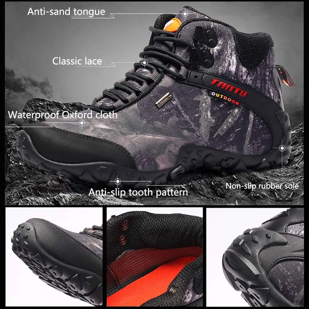 High-top Waterproof Outdoor Hiking Shoes, Men's Sports Camping Climbing Boots, Non-Slip Mountain Climbing Camping Boots, Wear-Resistant Hiking Shoes (Yellow 43)