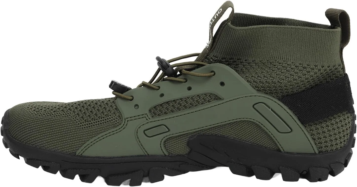 Hiking Shoes, Shock Absorption Soft OD Green Easy to Wear Breathable Men Wading Shoes for Hiking