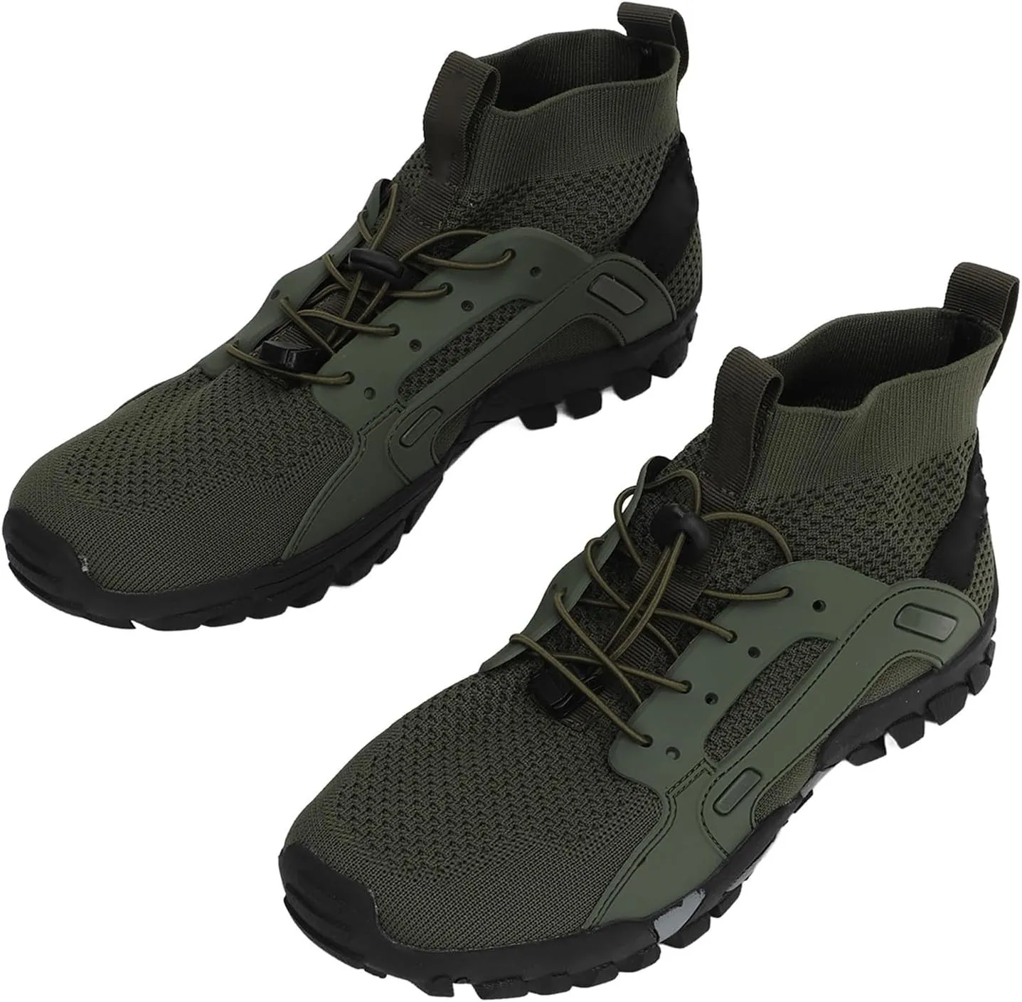 Hiking Shoes, Shock Absorption Soft OD Green Easy to Wear Breathable Men Wading Shoes for Hiking