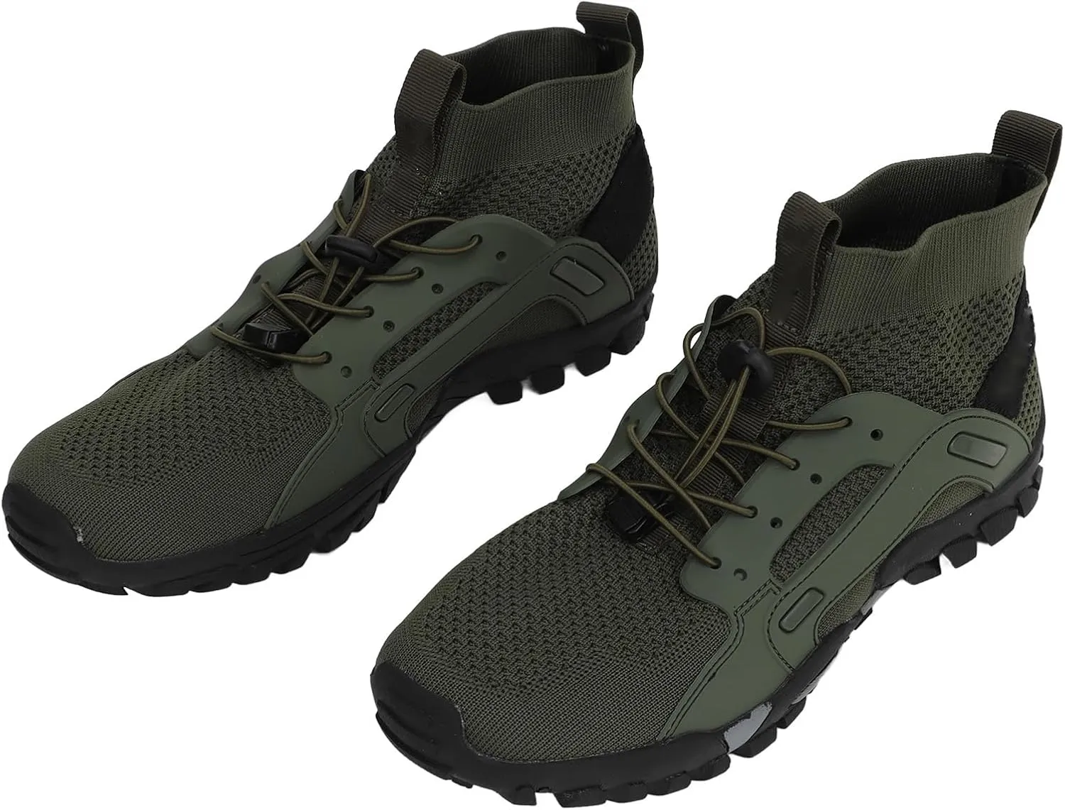 Hiking Shoes, Shock Absorption Soft OD Green Easy to Wear Breathable Men Wading Shoes for Hiking