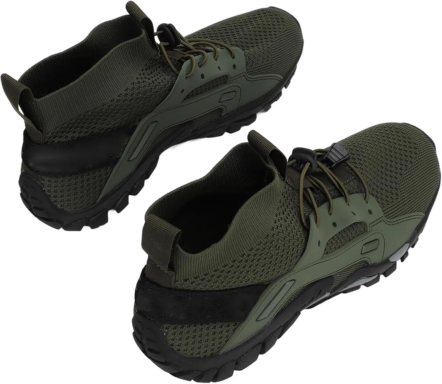 Hiking Shoes, Shock Absorption Soft OD Green Easy to Wear Breathable Men Wading Shoes for Hiking