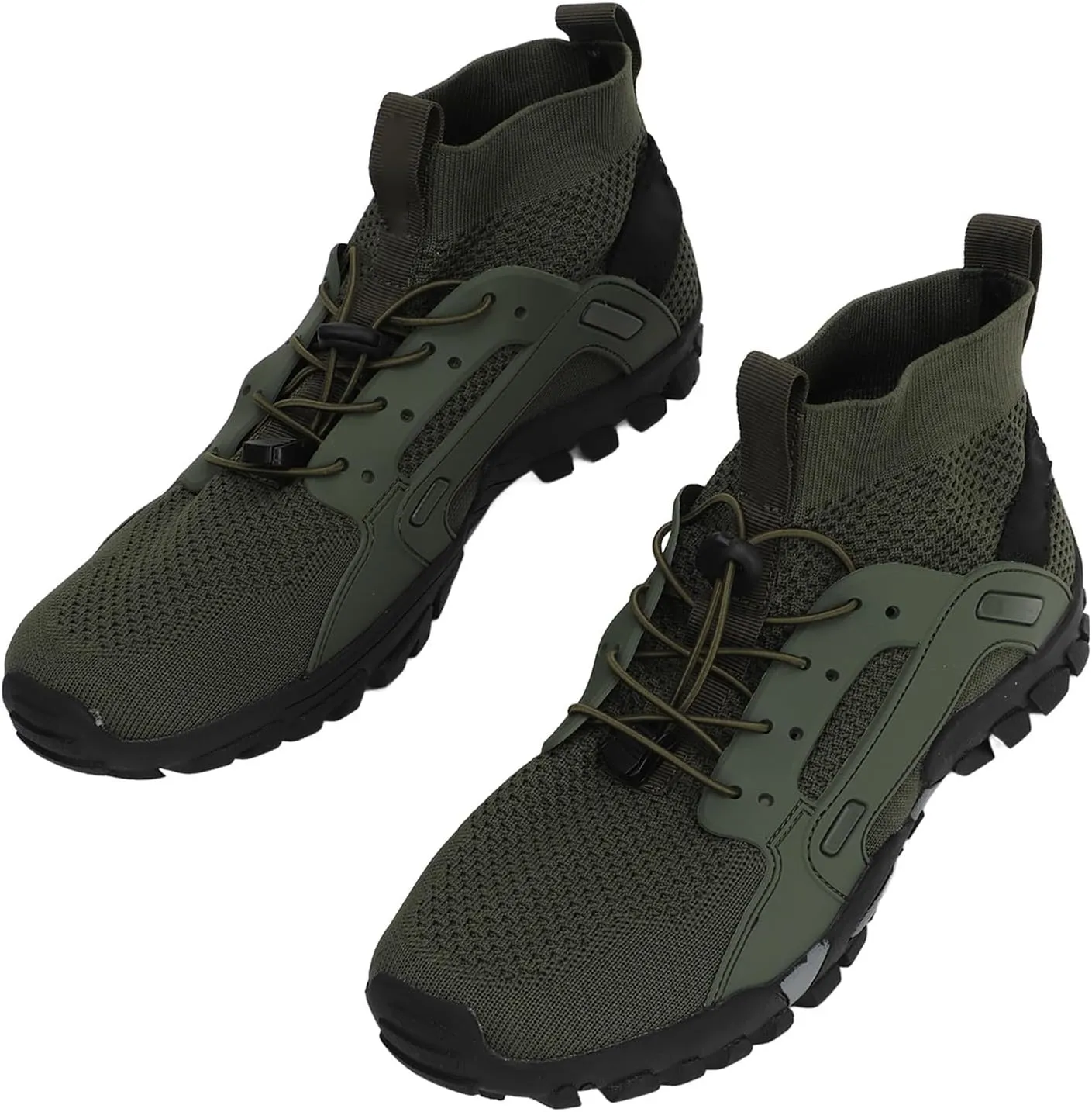 Hiking Shoes, Shock Absorption Soft OD Green Easy to Wear Breathable Men Wading Shoes for Hiking