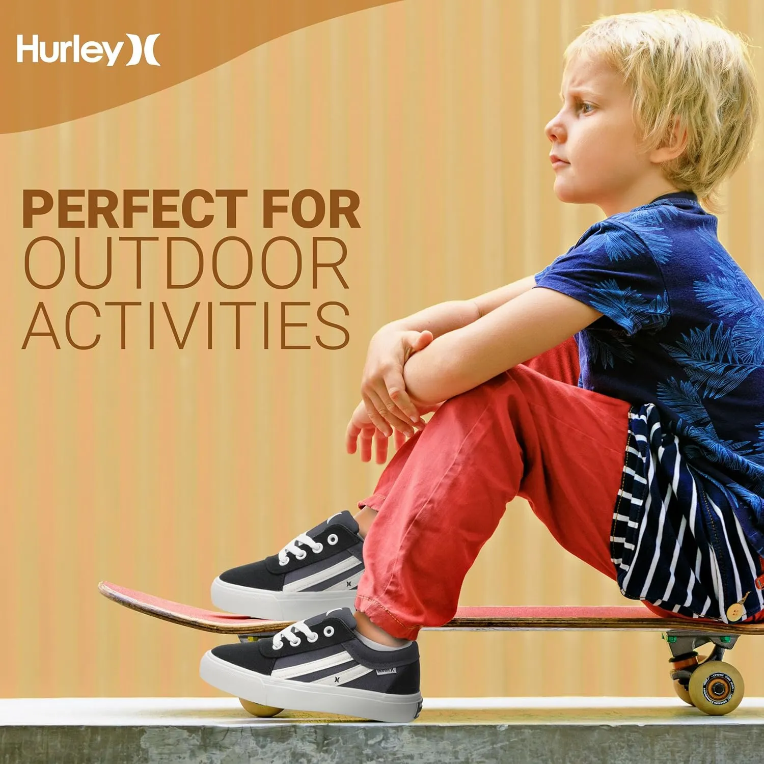 Hurley Boardy Kids Lace Up Canvas Sneakers ?C Low Cut Skateboarding Shoes for Kids, Sports Shoes for Boys and Girls