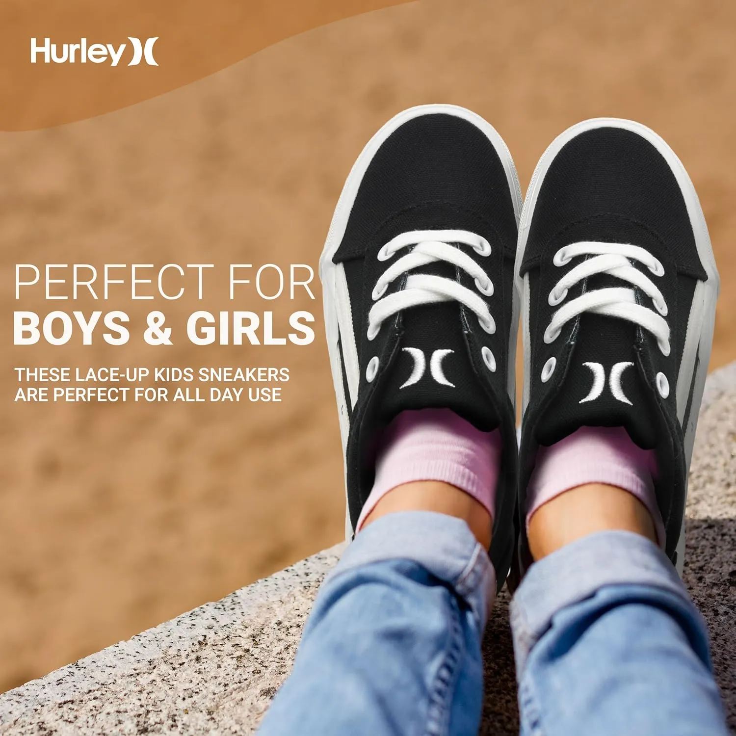 Hurley Boardy Kids Lace Up Canvas Sneakers ?C Low Cut Skateboarding Shoes for Kids, Sports Shoes for Boys and Girls